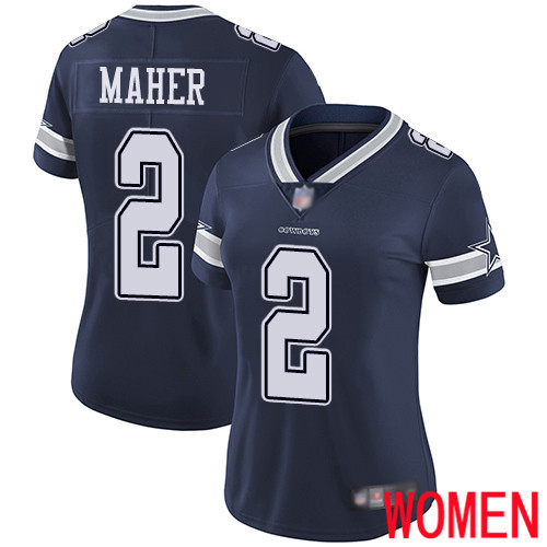 Women Dallas Cowboys Limited Navy Blue Brett Maher Home #2 Vapor Untouchable NFL Jersey